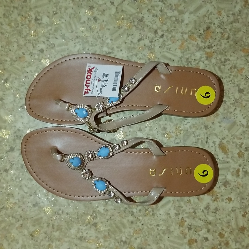 Rhinestone and Turquoise Embellished Sandals